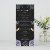 Moody Black Floral Classic Whimsical Chic Wedding Menu (Staand voorkant)