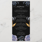 Moody Black Floral Classic Whimsical Chic Wedding Menu (Voorkant)