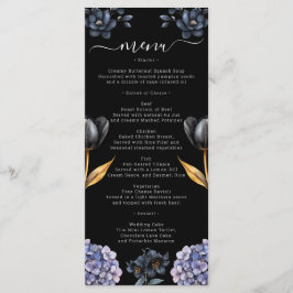 Moody Black Floral Classic Whimsical Chic Wedding Menu