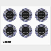 Moody Black Floral Classic Whimsical Chic Wedding Ronde Sticker (Vel)