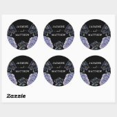 Moody Black Floral Classic Whimsical Chic Wedding Ronde Sticker (Vel)