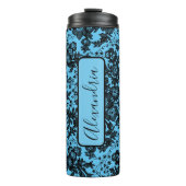 Moody Black Floral op roze gepersonaliseerd Thermosbeker (Voorkant)