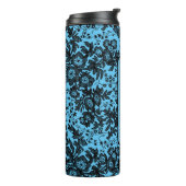 Moody Black Floral op roze gepersonaliseerd Thermosbeker (Gedraaid links)