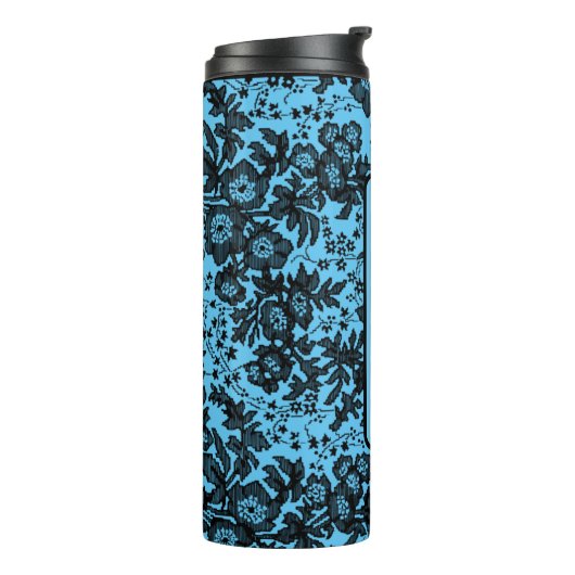 Moody Black Floral op roze gepersonaliseerd Thermosbeker (Gedraaid links)