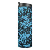 Moody Black Floral op roze gepersonaliseerd Thermosbeker (Geroteerd rechts)