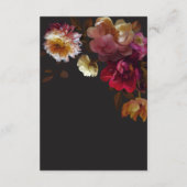 Moody Black Floral Painterly Red Burgundy Wedding Informatiekaartje (Achterkant)