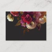 Moody Black Floral Painterly Red Burgundy Wedding Informatiekaartje (Achterkant)