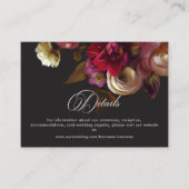 Moody Black Floral Painterly Red Burgundy Wedding Informatiekaartje (Voorkant)