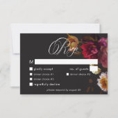 Moody Black Floral Painterly Red Burgundy Wedding RSVP Kaartje (Voorkant)