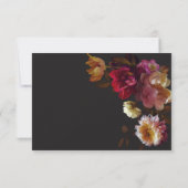 Moody Black Floral Painterly Red Burgundy Wedding RSVP Kaartje (Achterkant)