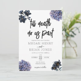 Moody Black Floral Till Death Do Us Part Wedding Kaart