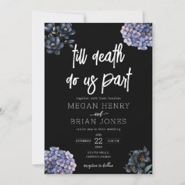 Moody Black Floral Till Death Do Us Part Wedding Kaart