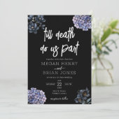 Moody Black Floral Till Death Do Us Part Wedding Kaart (Staand voorkant)