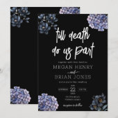 Moody Black Floral Till Death Do Us Part Wedding Kaart (Voorkant / Achterkant)