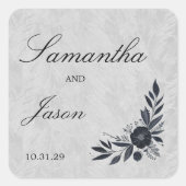 Moody Black Floral Vierkante Sticker (Voorkant)