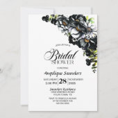 Moody Black Floral Vrijgezellenfeest Kaart (Voorkant)