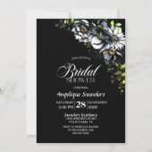 Moody Black Floral Vrijgezellenfeest Kaart (Voorkant)