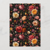 Moody Black Floral Wedding Details Enclosure Kaart (Achterkant)