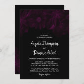 Moody Black Floral Wedding Kaart (Voorkant / Achterkant)