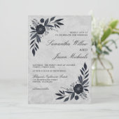 Moody Black Floral Wedding Kaart (Staand voorkant)