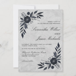 Moody Black Floral Wedding Kaart