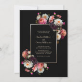 Moody Black Floral Wedding Kaart (Voorkant)