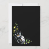 Moody Black Floral Wedding Kaart (Achterkant)