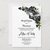 Moody Black Floral Wedding Reception Kaart (Voorkant)
