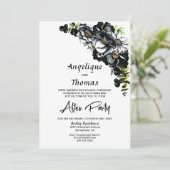 Moody Black Floral Wedding Reception Kaart (Staand voorkant)