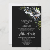 Moody Black Floral Wedding Reception Kaart (Voorkant)