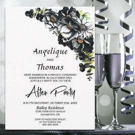 Moody Black Floral Wedding Reception Kaart