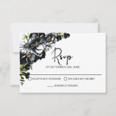 Moody Black Floral Wedding RSVP (Voorkant)