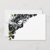 Moody Black Floral Wedding RSVP Kaartje (Achterkant)