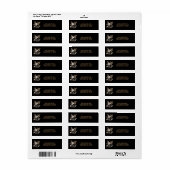 Moody Black Gold Floral Retour Adres Label (Full Sheet)