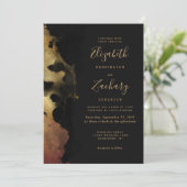 Moody Black Gold Ink Border Weddenschap Kaart (Staand voorkant)