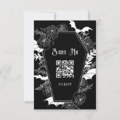 Moody Black Gothic Wedding QR Code Website RSVP Kaartje (Voorkant)