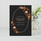 Moody Black met Burnt Oranje Floral Post-Wedding Aankondiging (Staand voorkant)