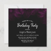 Moody Black met Pink Floral Birthday Party Kaart (Voorkant)