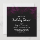 Moody Black met roze Floral Birthday Dinner Party Kaart (Voorkant)
