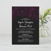 Moody Black met roze Floral Wedding Kaart (Staand voorkant)