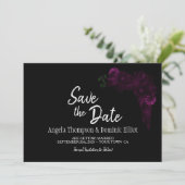 Moody Black met roze Floral Wedding Save the Date (Staand voorkant)