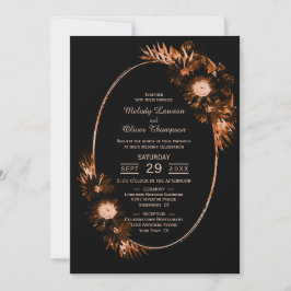 Moody Black met verbrande Oranje Floral Wedding Kaart