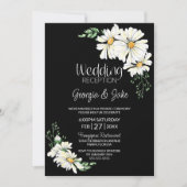 Moody Black met White Daisies Wedding Reception Kaart (Voorkant)