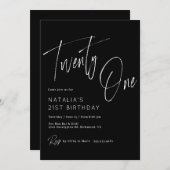 Moody Black | Modern penseelschrift 21e verjaardag Kaart (Voorkant / Achterkant)