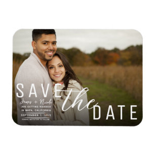Moody Black Overlay Foto Save the Date Wedding Magneet