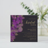 Moody Black Paarse Orchids Wreath Vrijgezellenfees Kaart (Staand voorkant)