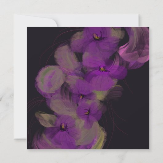 Moody Black Paarse Orchids Wreath Vrijgezellenfees Kaart (Achterkant)