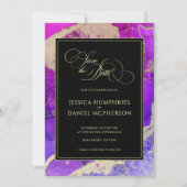 Moody Black Pink Gold Paars Abstract huwelijk Save The Date (Voorkant)