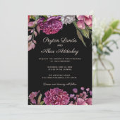 Moody Black Purple Flowers Weddenschap Kaart (Staand voorkant)