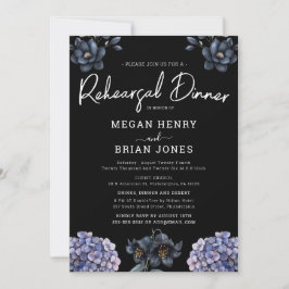 Moody Black Rose Classic Wedding Rehearsal Dinner Kaart